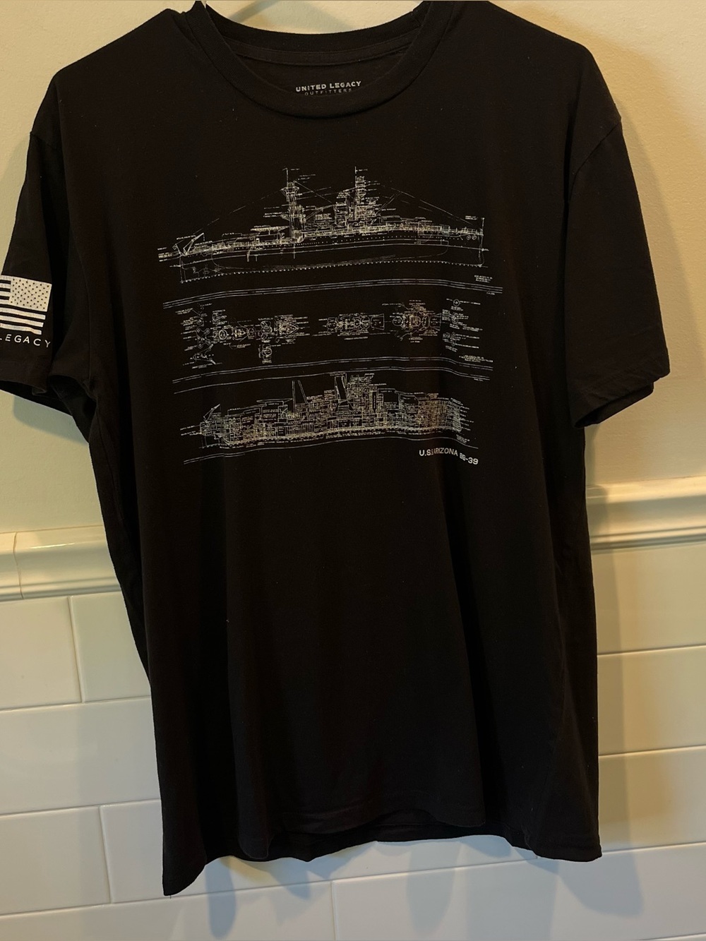 Black United Legacy Outfitters USS Arizona BB-39 T-shirt